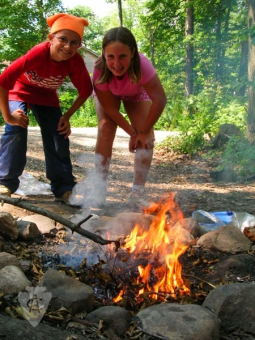 Kids building fire